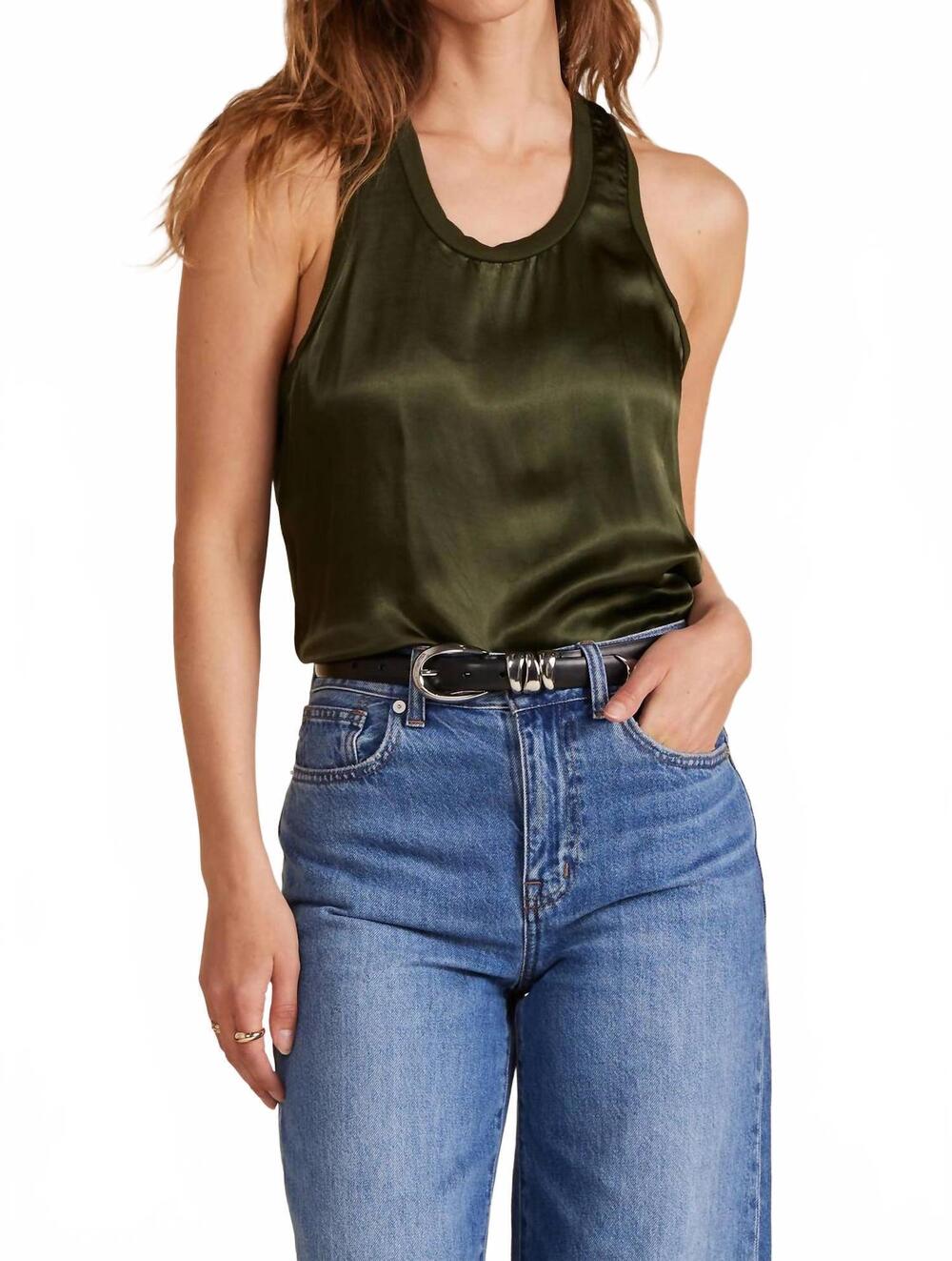 NEW BOBI racer back tank top in dark port